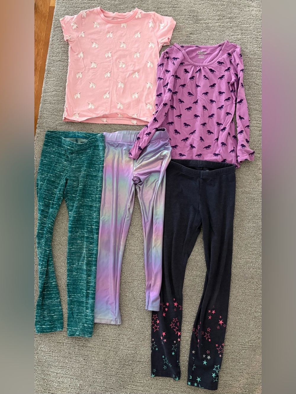 5 Piece Girls' Mixed Tops & Leggings Set